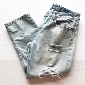 American Eagle Jeans Womens 8 Distressed Straight Leg Light Wash Y2K Denim